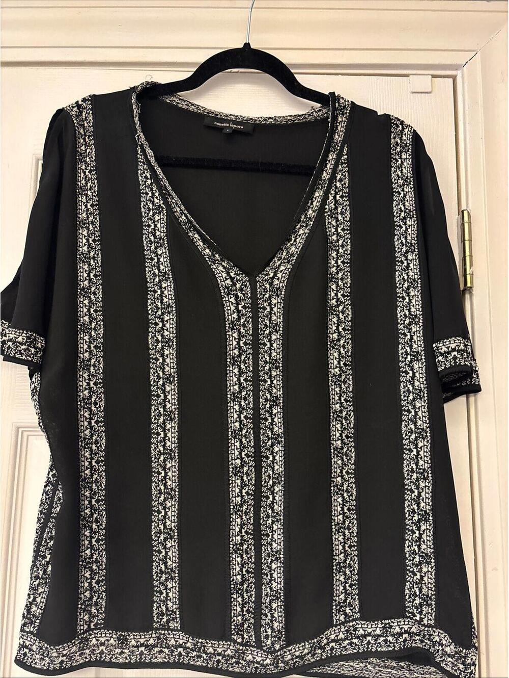 Nanette Lepore Women Size S Black Chiffon/knit Blouse. Black. Designer Casual
